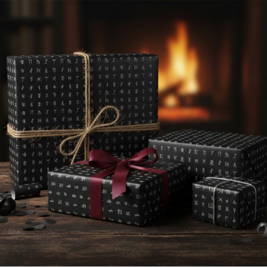 Runic Symbol Black & White Wrapping Paper Geschenkpapier