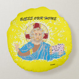 RUNKissen: BLESS UNUR ZUHAUSE LORD JESUS CHRIST Rundes Kissen