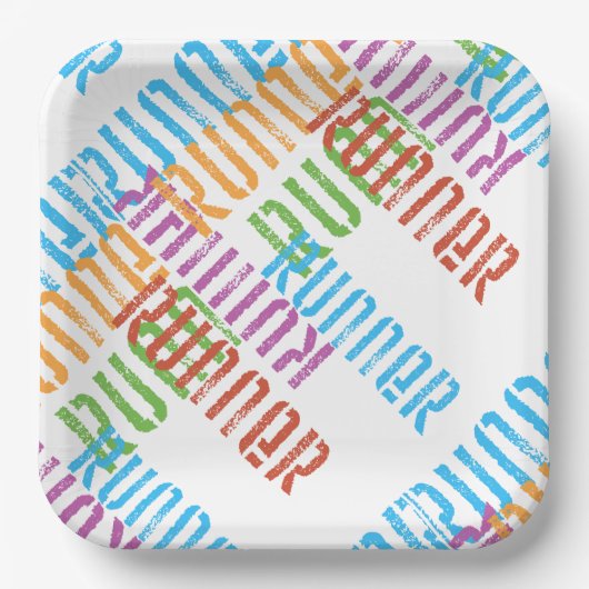 Runner Abstrakt farbenfroh Pappteller (Vorderseite)