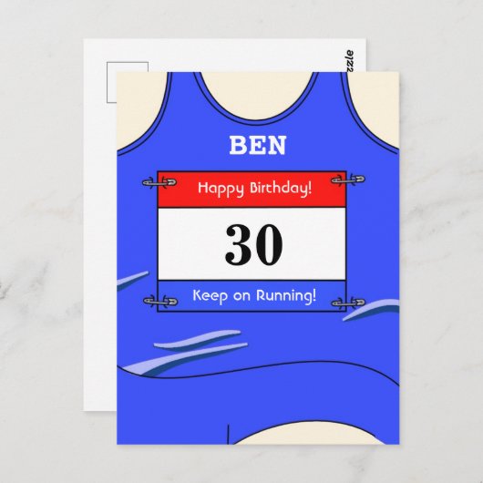 Runner Blue Postkarte (Vorne/Hinten)