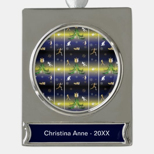 Runner Christmas Tree - Mädchen laufen Banner-Ornament Silber (Vorderseite)