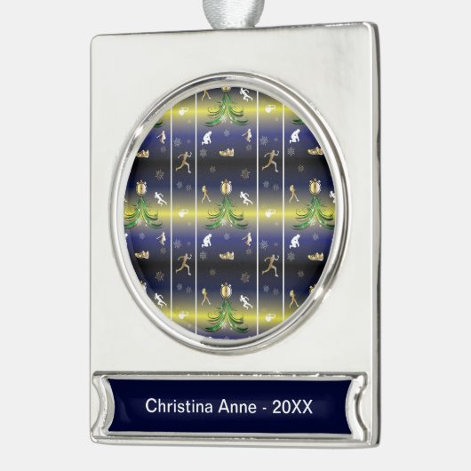 Runner Christmas Tree - Mädchen laufen Banner-Ornament Silber (Links)
