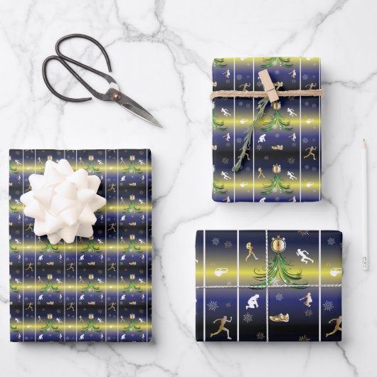 Runner Christmas Tree - Mädchen laufen Geschenkpapier Set (Vorderseite)