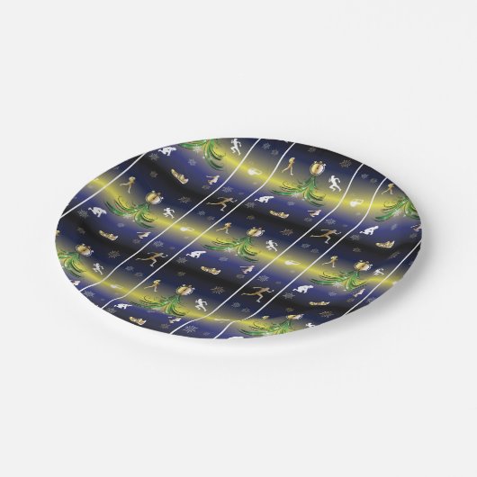 Runner Christmas Tree - Mädchen laufen Pappteller (Schrägansicht)