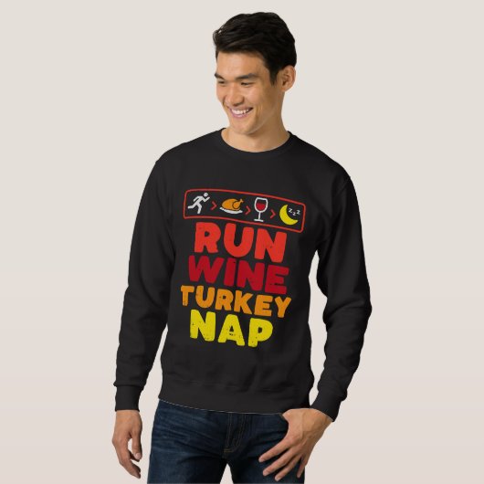 Runner, der Erntedank führt, führen Weinaufkleber Sweatshirt (Vorne ganz)