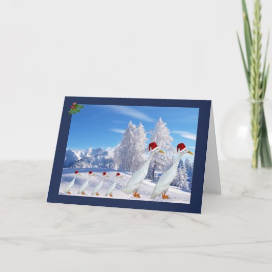 Runner-Ente-Weihnachtsmannmütze Feiertagskarte (Vorderseite)
