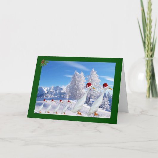 Runner-Ente-Weihnachtsmannmütze Feiertagskarte (Vorderseite)