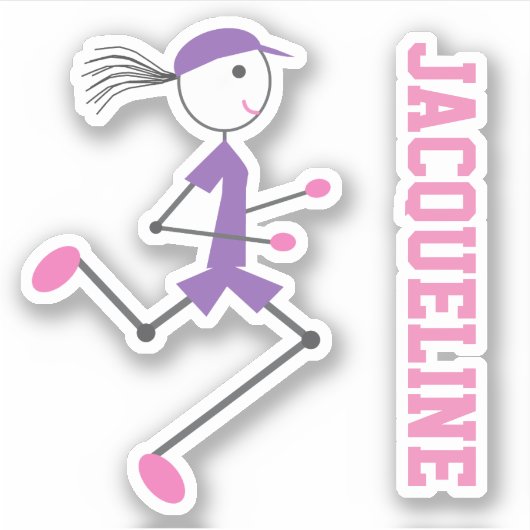 Runner Lady Pink Lila Personalisierte Aufkleber (Vorderseite)