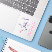 Runner Lady Pink Lila Personalisierte Aufkleber (Laptop mit iPhone)