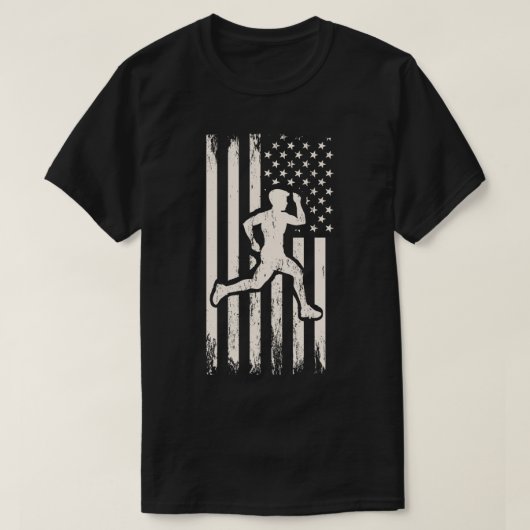 Runner Man & USA Flag Halbmarathon Cross Country T-Shirt (Design vorne)