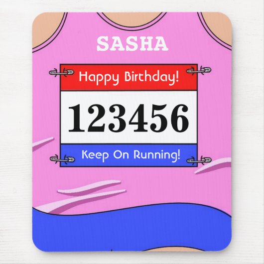 Runner Pink Vest Mouse Mat Mousepad (Vorne)