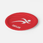 Runner; Scarlet Red Strips Pappteller (Schrägansicht)