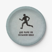 Runner Sportler und Ihr Text auf masuline grau Pappteller (Vorderseite)