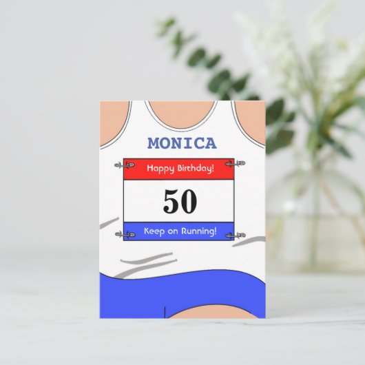 Runner White Top Postkarte (Stehend Vorderseite)