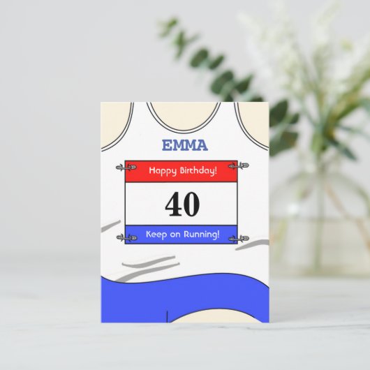 Runner White Top Postkarte (Stehend Vorderseite)