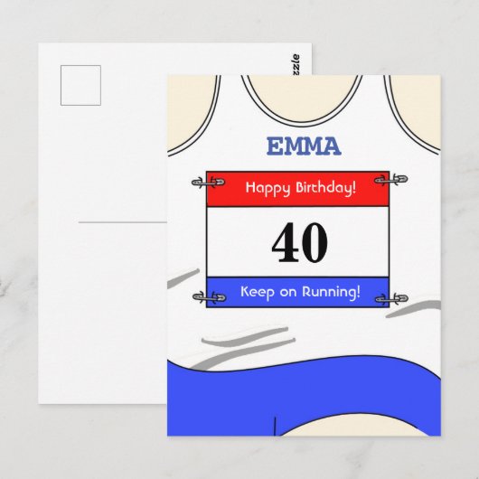 Runner White Top Postkarte (Vorne/Hinten)