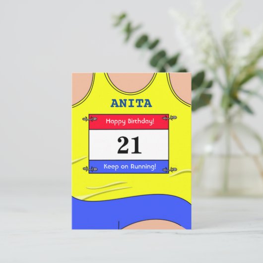 Runner Yellow Postkarte (Stehend Vorderseite)