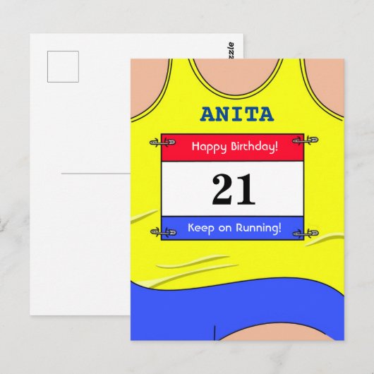 Runner Yellow Postkarte (Vorne/Hinten)
