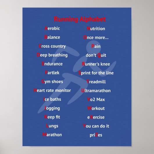 Running alphabet blue motivierend poster (Vorne)