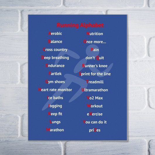 Running alphabet blue motivierend poster
