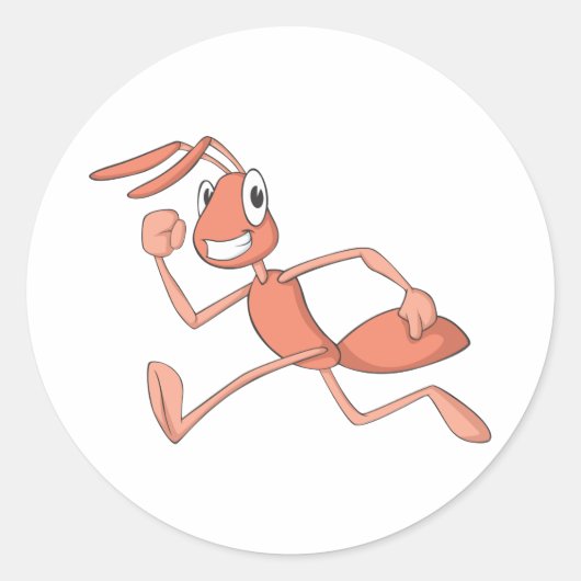 Running Ant Runder Aufkleber (Vorderseite)