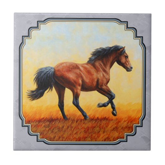 Running Bay Horse Slate Gray Fliese (Vorderseite)