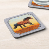 Running Bay Horse Slate Gray Getränkeuntersetzer (Linke Seite)