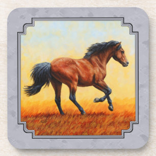 Running Bay Horse Slate Gray Getränkeuntersetzer