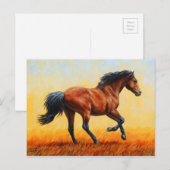 Running Bay Horse Wild Mustang Postkarte (Vorne/Hinten)