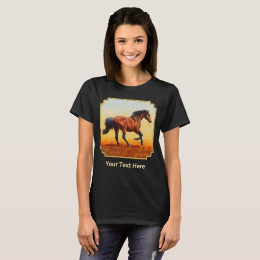 Running Bay Mustang Wild Horse T-Shirt (Vorne ganz)
