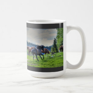 Running Black Thoroughbred Percheron Horse Foto 3 Kaffeetasse