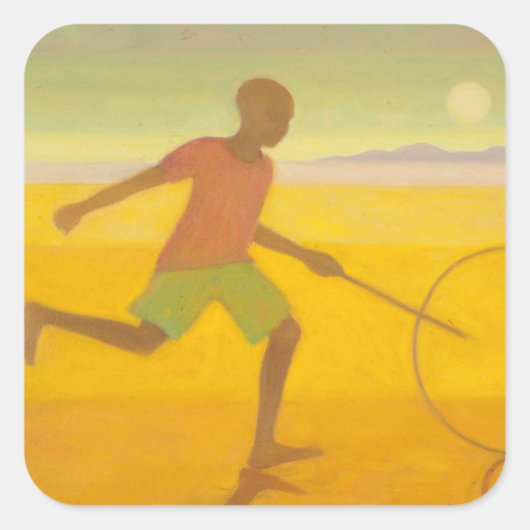 Running Boy 2010 Quadratischer Aufkleber (Vorderseite)