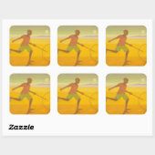 Running Boy 2010 Quadratischer Aufkleber (Blatt)