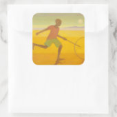 Running Boy 2010 Quadratischer Aufkleber (Tasche)