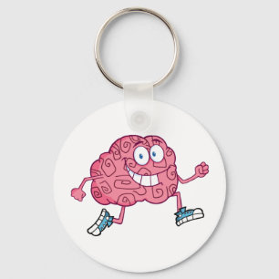 Running Brain Cartoon Charakter Schlüsselanhänger