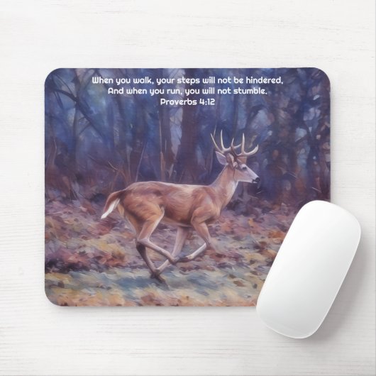 Running Buck Deer Nature Faith Proverbs Mouse Pad Mousepad (Mit Mouse)