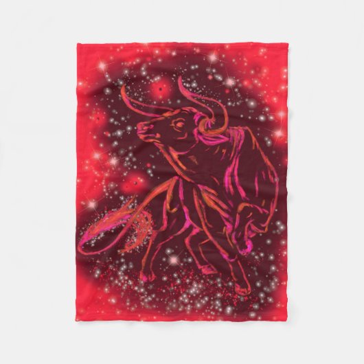Running Bull Fleece Blanket Red Starry Night (Vorderseite)