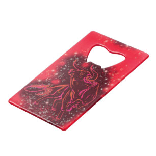 Running Bull Red Starry Night Bottle Opener Geldbeutel Flaschenöffner