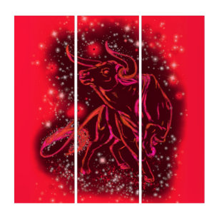 Running Bull Triptych Red Starry Night Triptychon