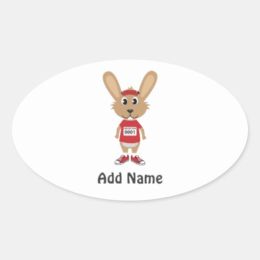 Running Bunny anpassen Ovaler Aufkleber (Vorderseite)