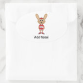 Running Bunny anpassen Ovaler Aufkleber (Tasche)