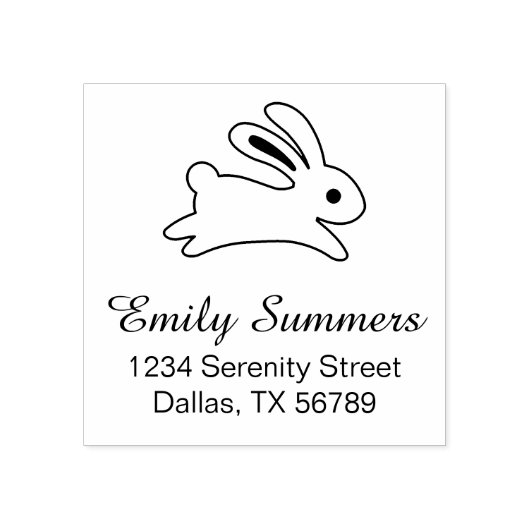 Running Bunny Rabbit Address Gummistempel (Prägung)