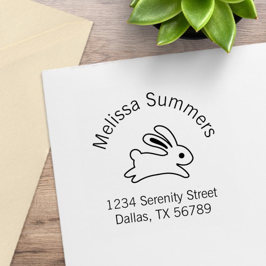 Running Bunny Rabbit Address Gummistempel