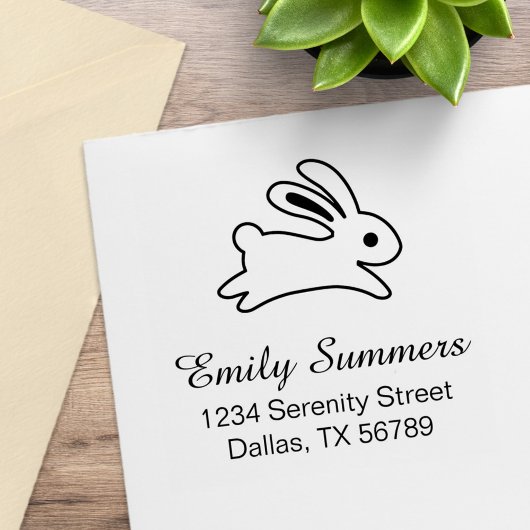 Running Bunny Rabbit Address Gummistempel