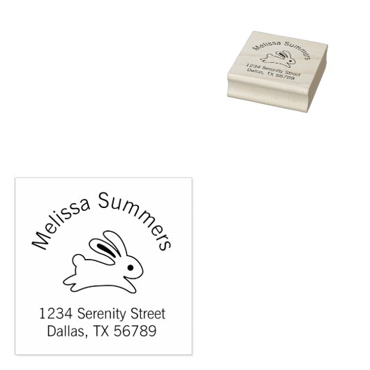Running Bunny Rabbit Address Gummistempel (Stempel)
