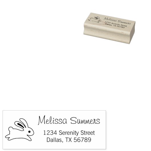 Running Bunny Rabbit Address Gummistempel (Stempel)
