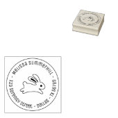 Running Bunny Rabbit Round Address Gummistempel (Stempel)