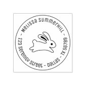 Running Bunny Rabbit Round Address Gummistempel (Prägung)