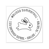 Running Bunny Rabbit Round Address Permastempel (Design)