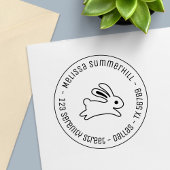 Running Bunny Rabbit Round Address Permastempel